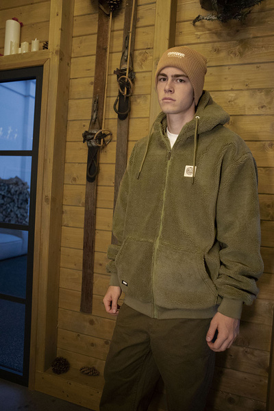 Mass DNM kurtka Patch Teddy Hoody Zip Jacket - khaki