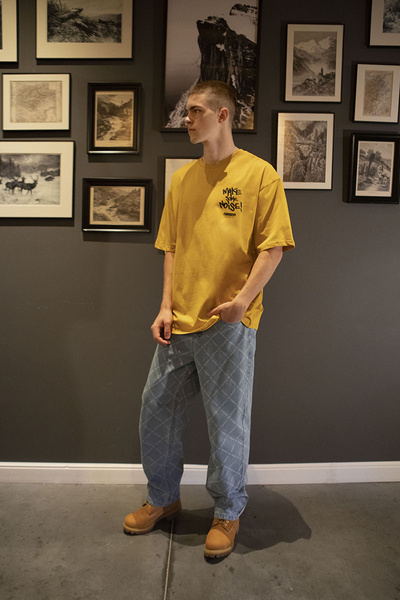 Mass DNM spodnie Monogram Jeans Extra baggy Fit - jasnoniebieskie