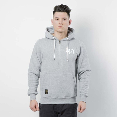 Mass DNM bluza Sweatshirt Hoody Half Zip Signature - light heather grey