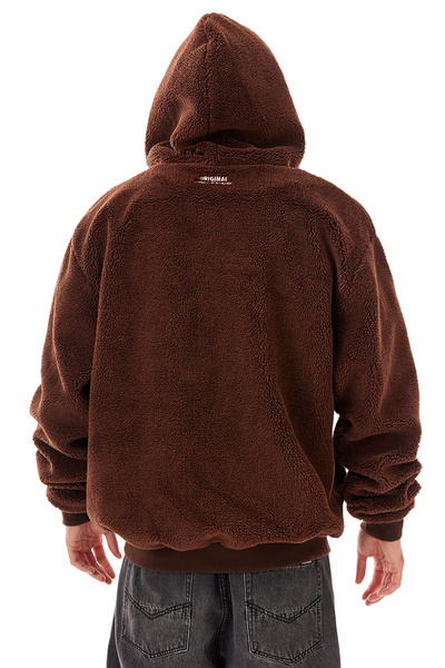 Mass DNM kurtka Patch Teddy Hoody Zip Jacket - brązowa