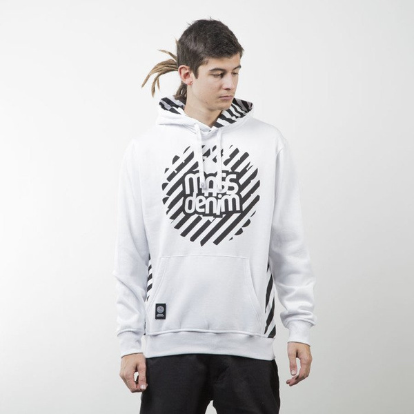 Mass Denim bluza sweatshirt Stripes Logo hoody white