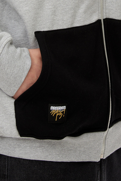 Mass DNM bluza Sweatshirt Signature Patch Zip Hoody - szara