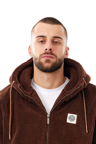 Mass DNM kurtka Patch Teddy Hoody Zip Jacket - brązowa