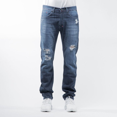 Mass Denim spodnie jeans Conversion tapered fit distressed  blue BLAKK