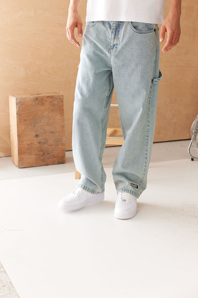 Mass DNM spodnie Wall Jeans Extra baggy Fit - jasnoniebieskie