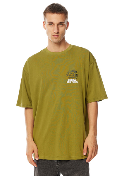 Mass Denim Koszulka Motto T-shirt oliwkowa