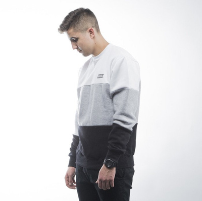 Mass Denim bluza sweatshirt Horizon crewneck light heather grey / black