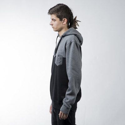 Mass Denim  sweatshirt bluza Pocket Base hoody black / dark heather grey