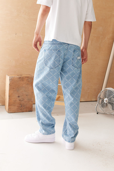 Mass DNM spodnie Monogram Jeans Extra baggy Fit - jasnoniebieskie
