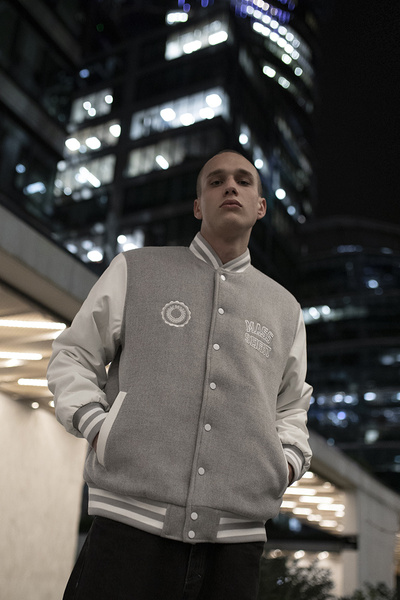 Mass DNM kurtka Jacket Athletic Baseball - jasnoszara