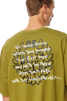 Mass Denim Koszulka Motto T-shirt oliwkowa