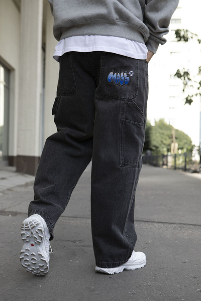 Mass DNM spodnie Wall Jeans Extra baggy Fit - czarne