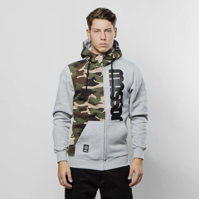 Mass DNM bluza Sweatshirt Hoody Zip Half Camo - light heather grey