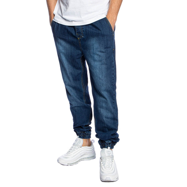 Mass DNM spodnie Joggers Jeans Signature Sneaker Fit - ciemnoniebieski