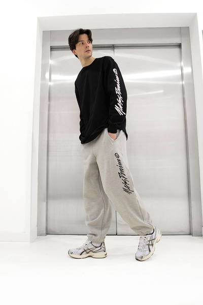 Mass DNM spodnie dresowe Initials Extra Baggy Fit Sweatpants - szare