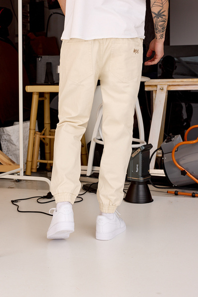 Mass DNM Joggers Pants Signature 2.0 Tapered Fit - off white