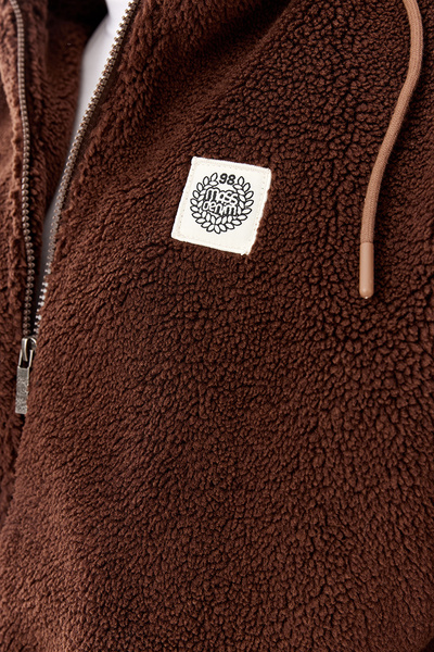 Mass DNM kurtka Patch Teddy Hoody Zip Jacket - brązowa