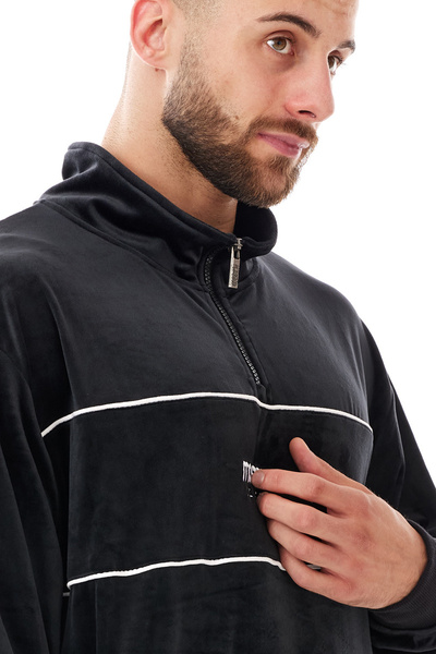 Mass DNM bluza Sweatshirt Classic Cut Velour Half Zip - czarna