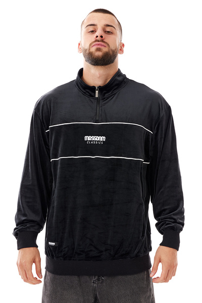 Mass DNM bluza Sweatshirt Classic Cut Velour Half Zip - czarna