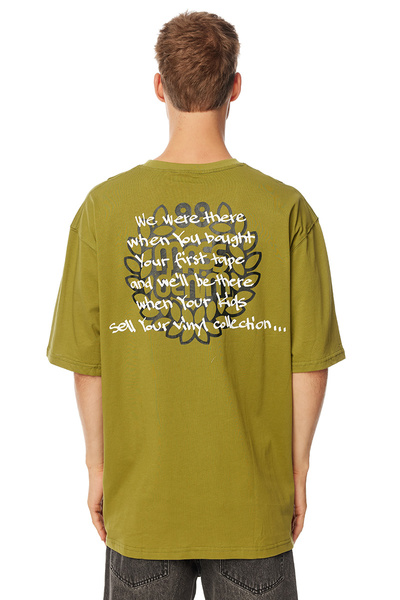 Mass Denim Koszulka Motto T-shirt oliwkowa