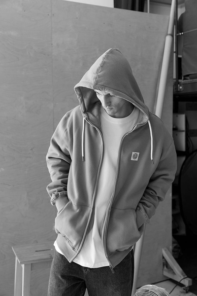 Mass DNM bluza Sweatshirt Patch Zip Hoody - stalowa