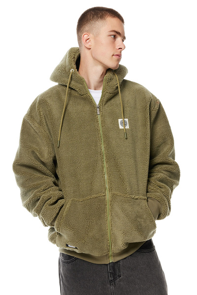 Mass DNM kurtka Patch Teddy Hoody Zip Jacket - khaki