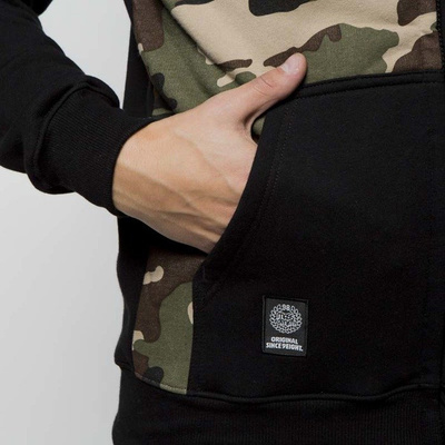 Mass DNM bluza Sweatshirt Hoody Zip Half Camo - black