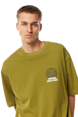 Mass Denim Koszulka Motto T-shirt oliwkowa