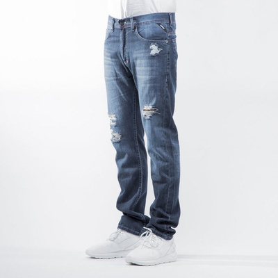 Mass Denim spodnie jeans Conversion tapered fit distressed  blue BLAKK