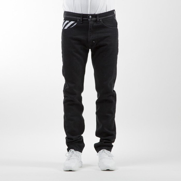 Mass Denim spodnie Jeans Stripes Logo tapered fit rinse black