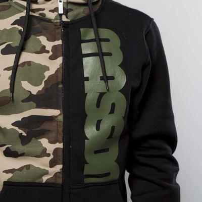 Mass DNM bluza Sweatshirt Hoody Zip Half Camo - black