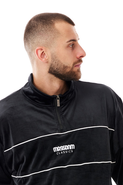 Mass DNM bluza Sweatshirt Classic Cut Velour Half Zip - czarna