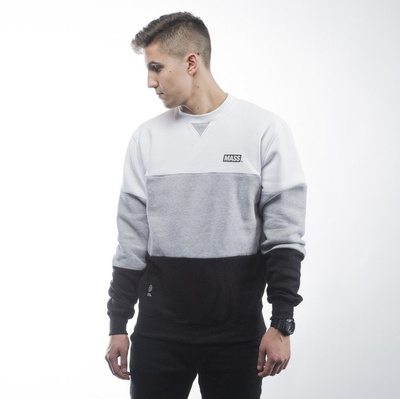 Mass Denim bluza sweatshirt Horizon crewneck light heather grey / black
