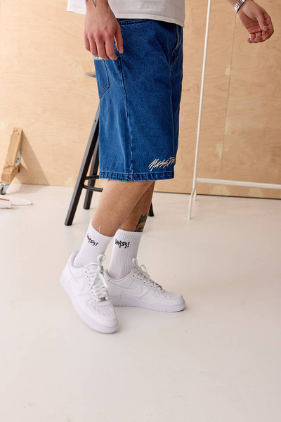 Mass DNM szorty Initials Jeans Shorts loose fit - niebieskie