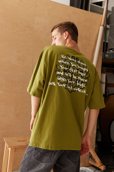 Mass Denim Koszulka Motto T-shirt oliwkowa