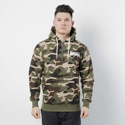 Mass DNM bluza Sweatshirt Hoody Half Zip Signature - woodland camo