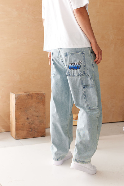 Mass DNM spodnie Wall Jeans Extra baggy Fit - jasnoniebieskie