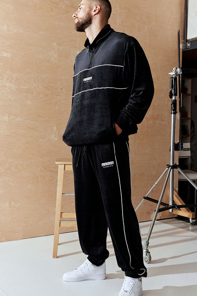 Mass DNM bluza Sweatshirt Classic Cut Velour Half Zip - czarna