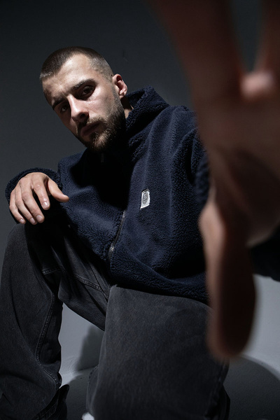 Mass DNM kurtka Patch Teddy Zip Jacket - granatowa