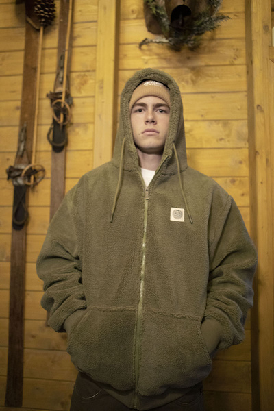 Mass DNM kurtka Patch Teddy Hoody Zip Jacket - khaki