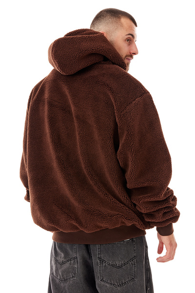 Mass DNM kurtka Patch Teddy Hoody Zip Jacket - brązowa