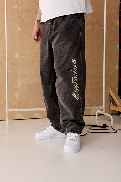 Mass DNM spodnie Jeans Initials Extra Baggy Fit - sprane czarne