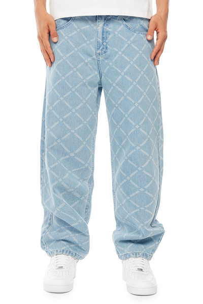 Mass DNM spodnie Monogram Jeans Extra baggy Fit - jasnoniebieskie
