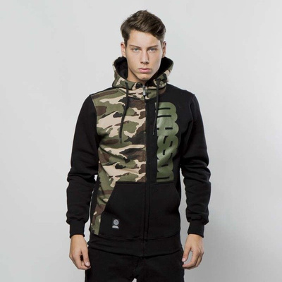 Mass DNM bluza Sweatshirt Hoody Zip Half Camo - black