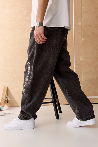 Mass DNM spodnie Jeans Initials Extra Baggy Fit - sprane czarne