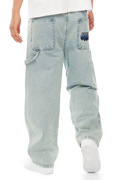 Mass DNM spodnie Wall Jeans Extra baggy Fit - jasnoniebieskie