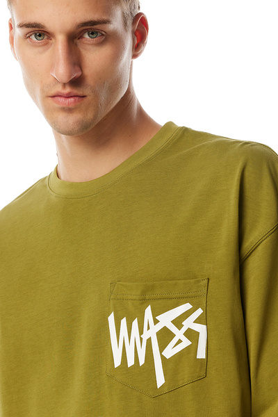 Mass Denim Pocket sign T-shirt oliwkowa