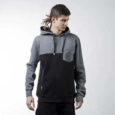 Mass Denim  sweatshirt bluza Pocket Base hoody black / dark heather grey