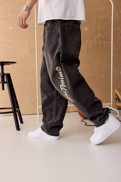 Mass DNM spodnie Jeans Initials Extra Baggy Fit - sprane czarne