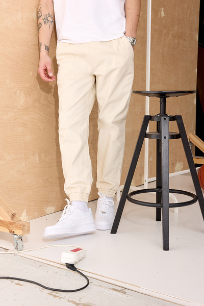 Mass DNM Joggers Pants Signature 2.0 Tapered Fit - off white